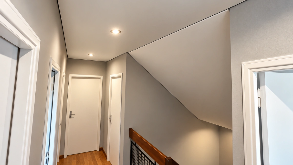 Plafond tendu sur mesure au-dessus d’un escalier à Dijon